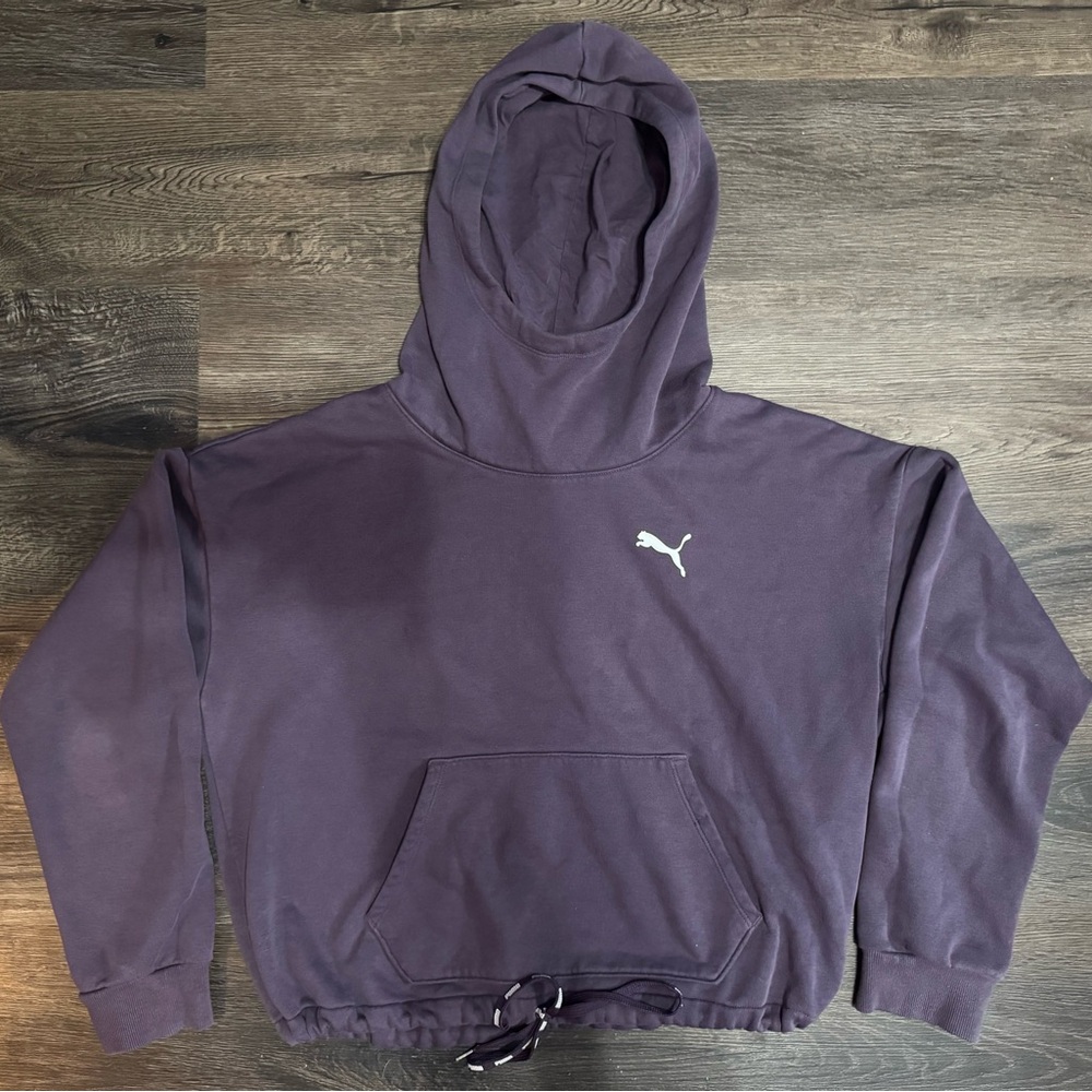 Puma Deep Purple Cropped Mock Neck Hoodie